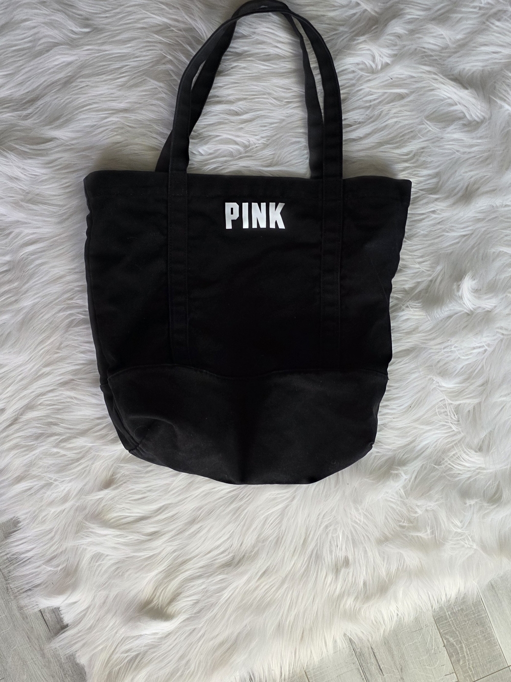 PINK Victoria's Secret Black Canvas Tote with White Logo